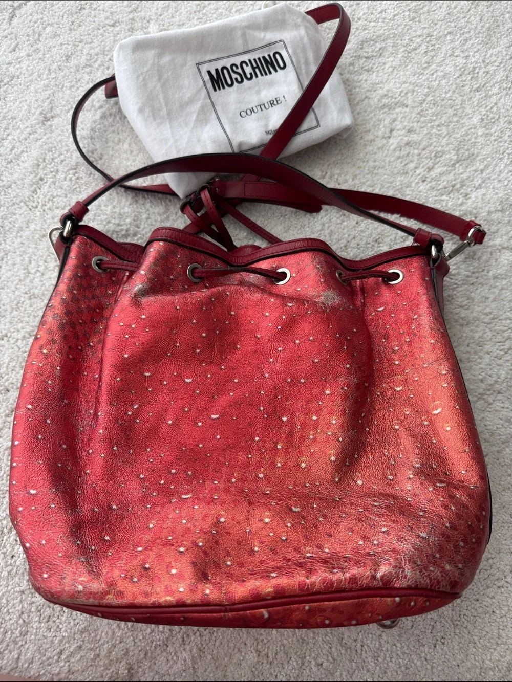 Moschino Red & Silver Coca-Cola Graphic Crossbody Bag